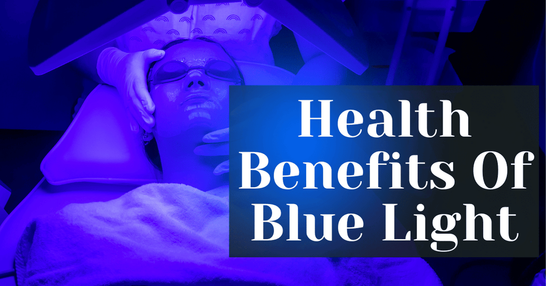 Young woman having blue LED light facial therapy treatment in beauty salon. Beauty and wellness