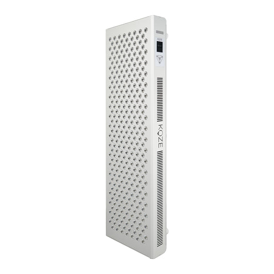 KOZE X Series Red and Near-infrared Light Therapy single panel on black mobile stand, 1500W for optimal wellness.