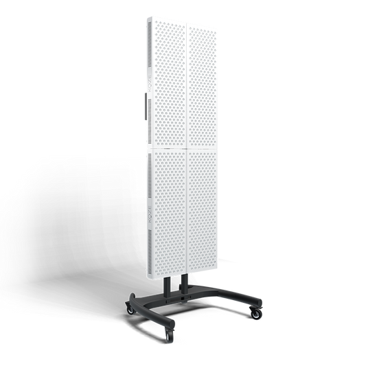 KOZE X Series four-panel Red and Near-infrared Light Therapy setup on Vertical Stand, 1500W with 300 LEDs for enhanced wellness.