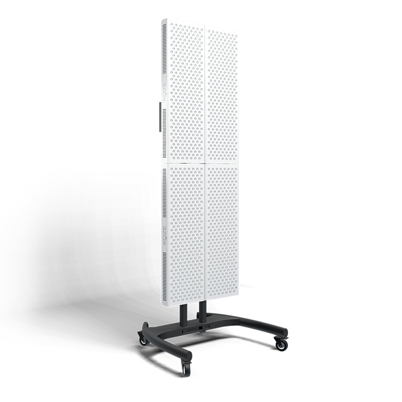KOZE X Series four-panel Red and Near-infrared Light Therapy setup on Vertical Stand, 1500W with 300 LEDs for enhanced wellness.